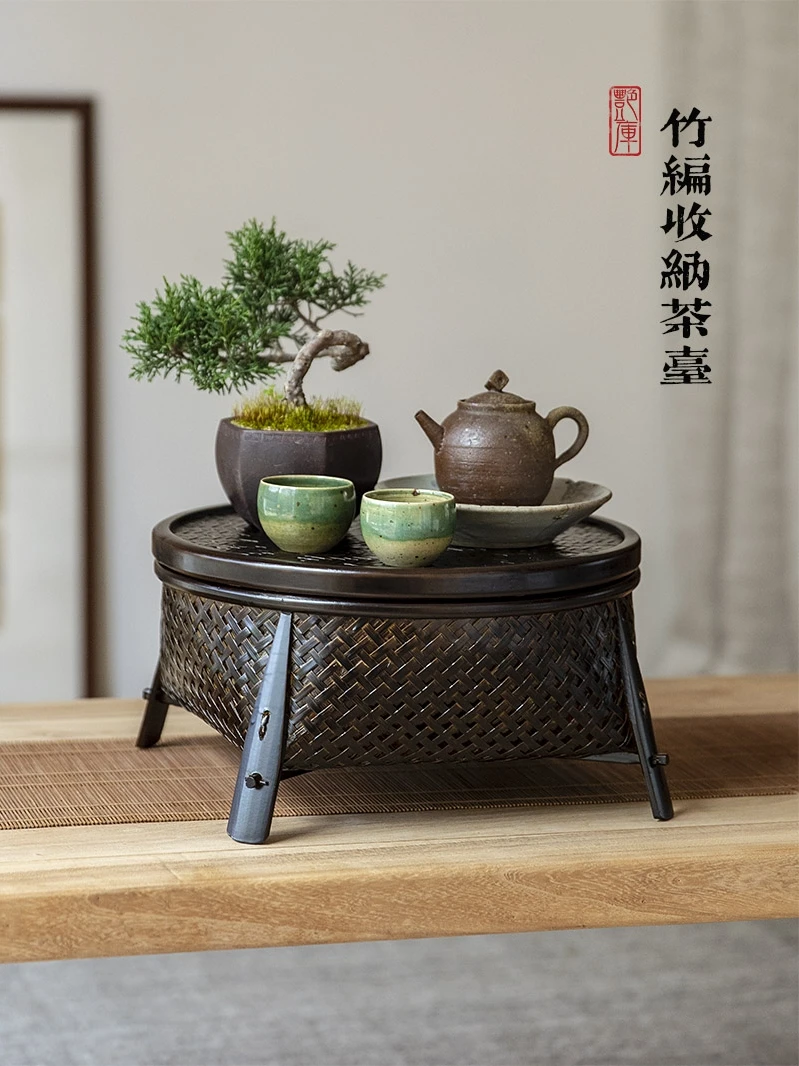 

Bamboo Tea Set Storage Box Lacquerware Crafts Tea Tray Drain Teapot Platform Teaware Organizing Basket Tea Ceremony