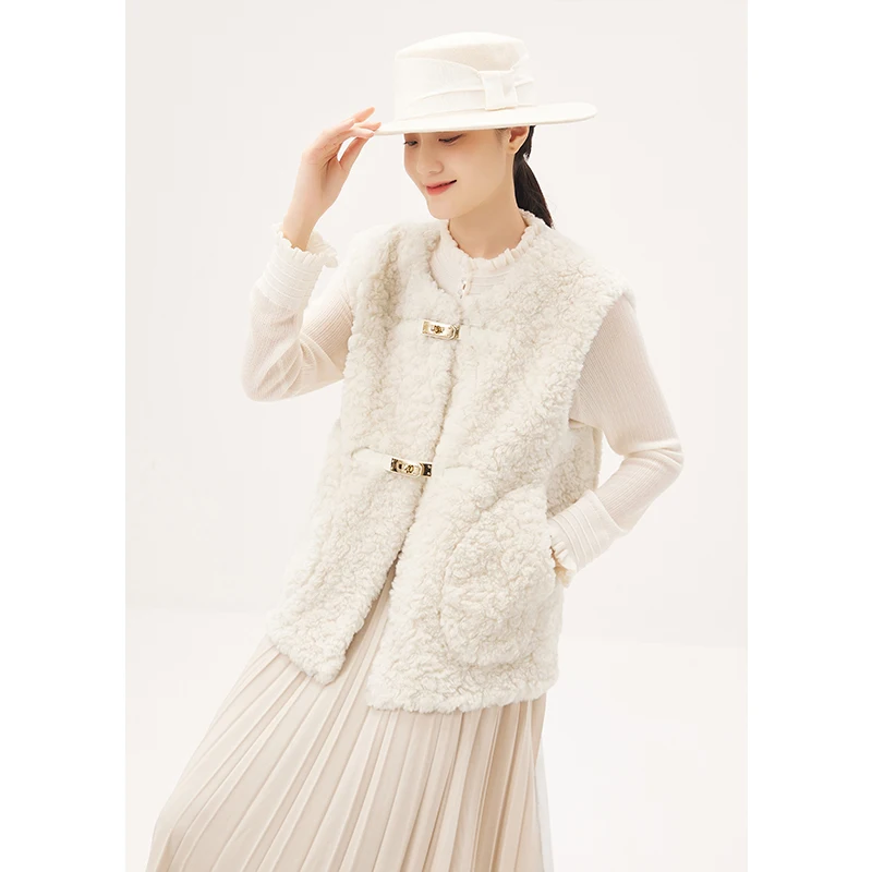 New Casacos De Inverno Feminino Frete Gratis Faux Fur Casual Womens Fur Coat Sleeveless O-Neck Single Breasted Wide-waisted