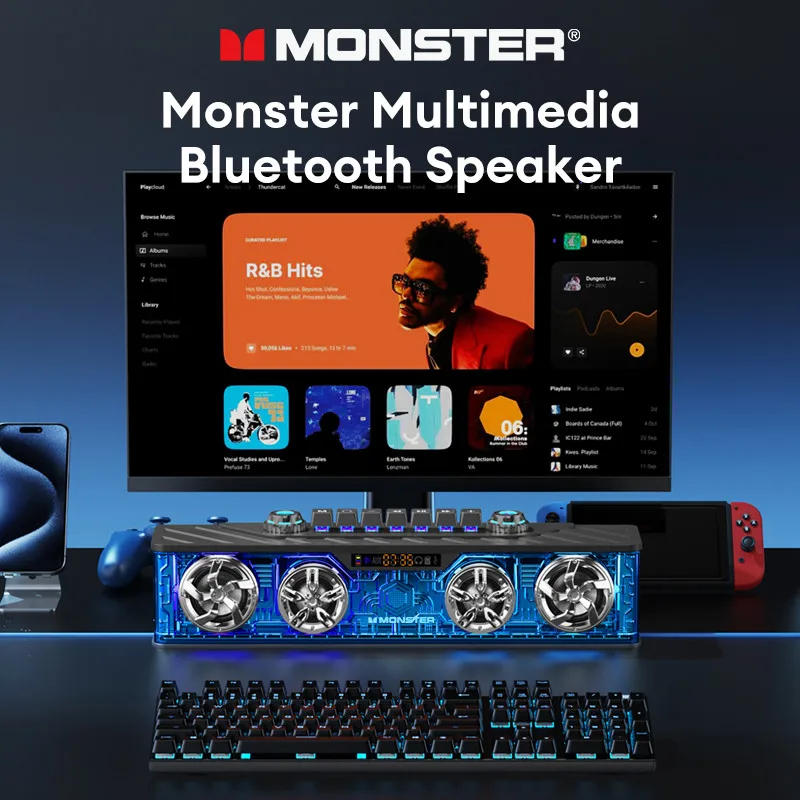 Monster Airmars G06 Портативный динамик с RGB-подсветкой Высокопроизводительный