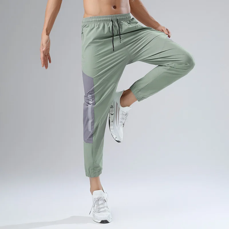 

Nylon Ice Silk Four Side Elastic Men's Fast Drying Wear-resistant Sports Summer Leisure Sweatpants Baggy Man Joggers Sweat Pants