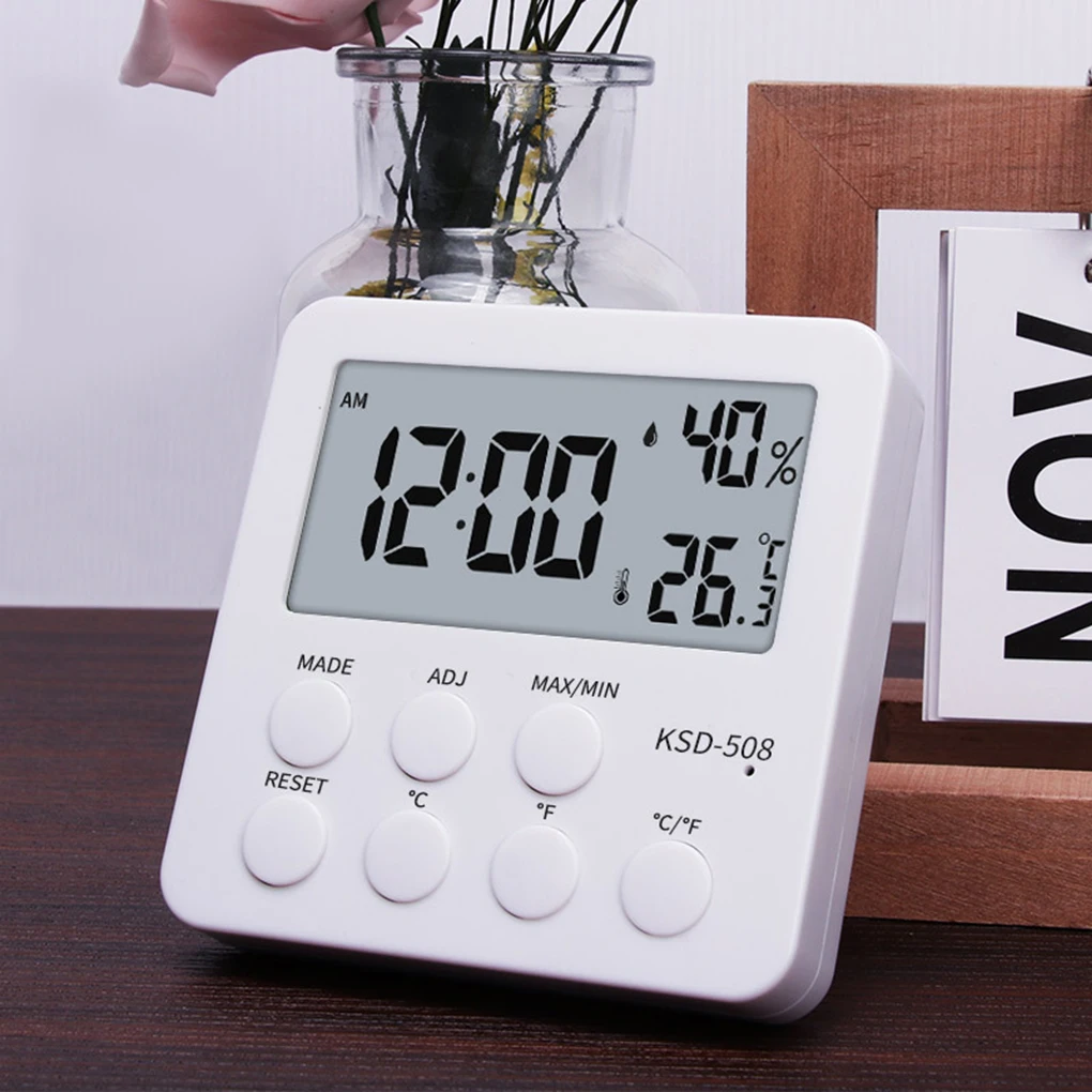 

Thermometer Hygrometer Household Temperature Meter LED Time Display Clock