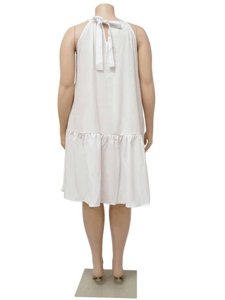 Plus Size Beach Dresses Women Sleeveless Halter Sexy Party Club Casual Loose Dress Summer Vestidos Robe Female 4xl 5XL Sundress