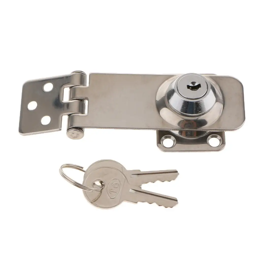 

Marine Boats Keyed Knob Locking Hasp Latch w/ for Doors, Cabinets and , 3..2 inch, Stainless Steel