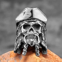 pirates of the caribbean captain jack stainless steel mens rings punk for male boyfriend biker jewelry creativity gift wholesale