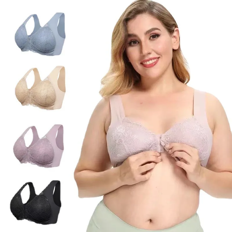 

Hot style breastfeeding non-trace thinbefore the bra clasp sexy lace together big yards without rims beauty underwear batch back