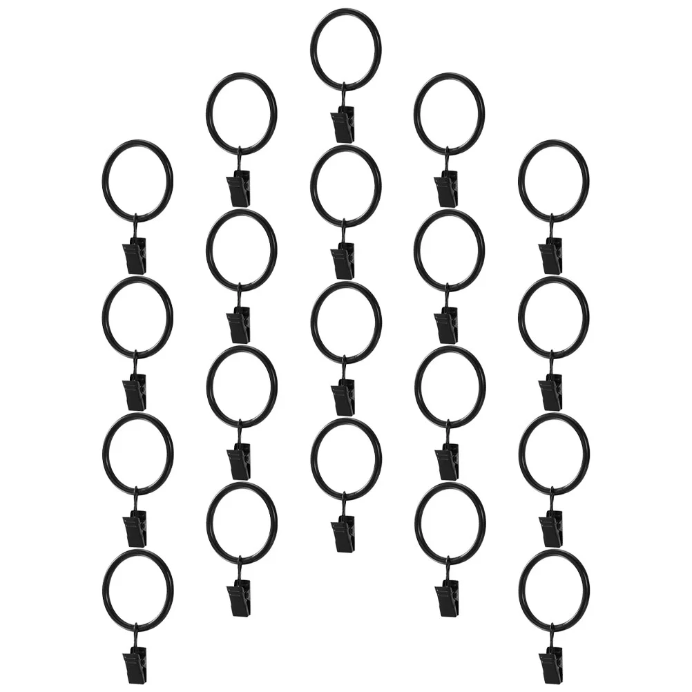 

20 Pcs Metal Curtain Ring Curtains Pole Rings Drapery Rod Shower Clips Hanging Hangers