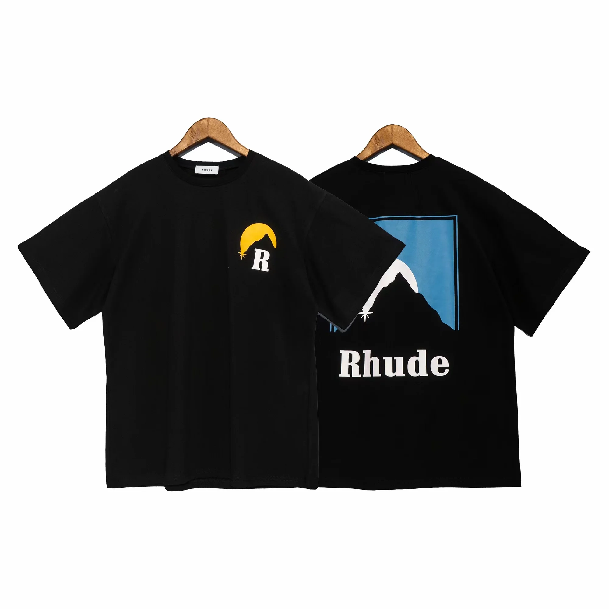 

2022ss RHUDE T-shirt Men Women Short Sleeve Tees 1:1 High-Quality Double Graphic Rhude T shirt Slightly Oversize Tops Tee