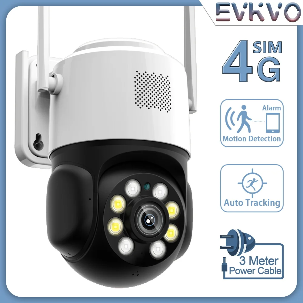 

IP-камера видеонаблюдения EVKVO, 4 МП, 4G, SIM-карта, PTZ