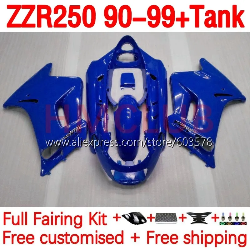 

+ Корпус бака для KAWASAKI NINJA ZZR250 ZZR-250 90-99 ZZR 250 глянцевый синий 1990 1999 90 91 92 93 94 95 96 97 98 99 обтекатель 153 no.