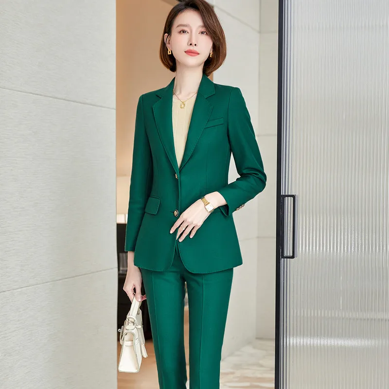 Green Pants Suits Women 2022 New High 