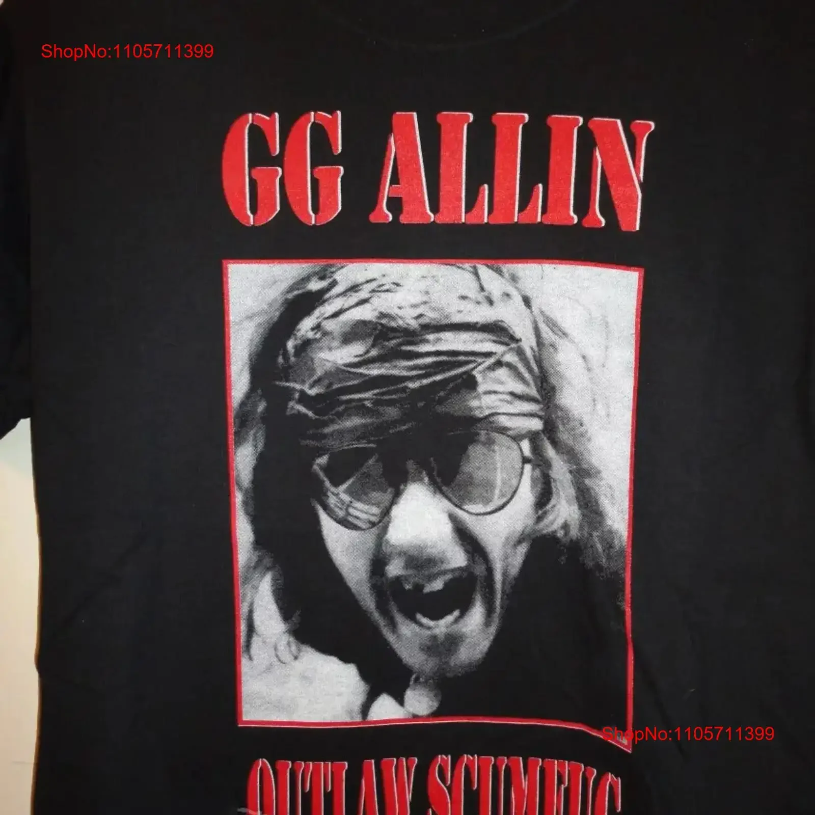 Фото Футболка GG Allin S-5XL MQ905 с длинными или короткими рукавами, винтажная, с эффектом потертости, унисекс, дизайнерская одежда, мягкий топ для повседневной носки №1