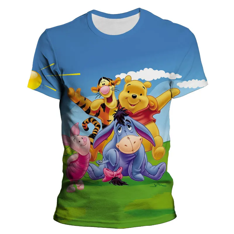 

2022 Summer Clothes Men Disney Winnie The Pooh 3D Print Women Tee Shirts Cartoon Anime Streetwear Boy Girl Kids T-shirts Cool