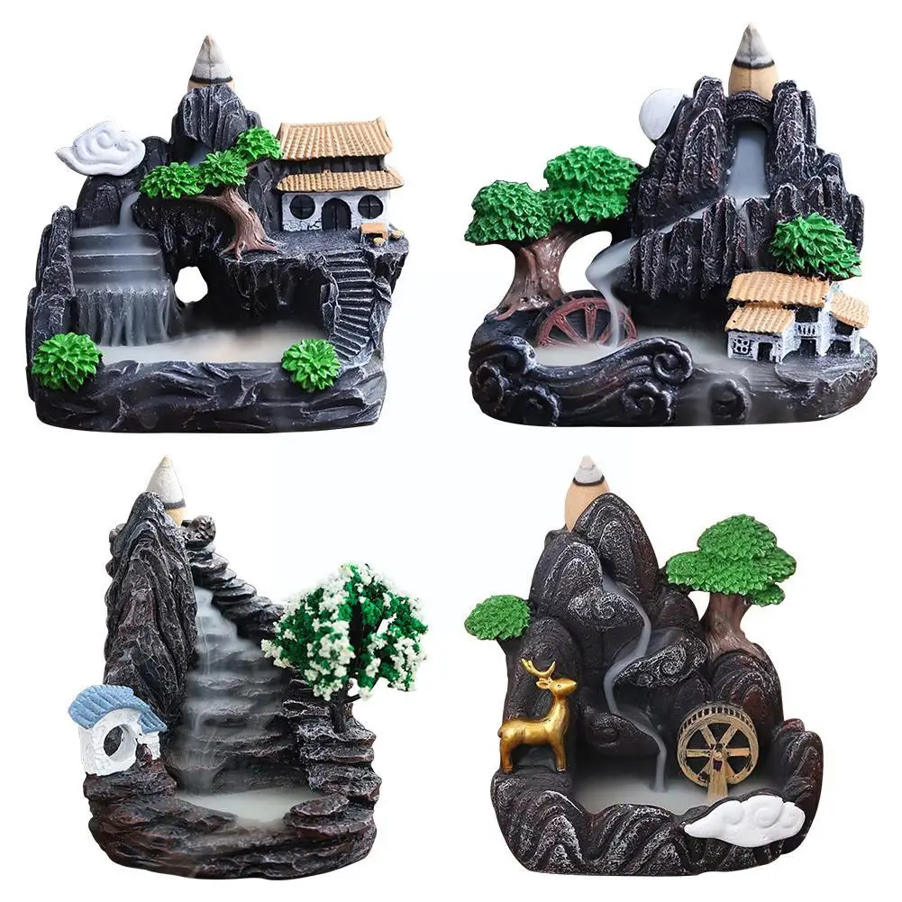 Waterfall Incense Handcrafted Resin Ceramic Backflow Incense Holder Fountain Backflow Incense Cones For Home Office Decor C8N1 images - 6