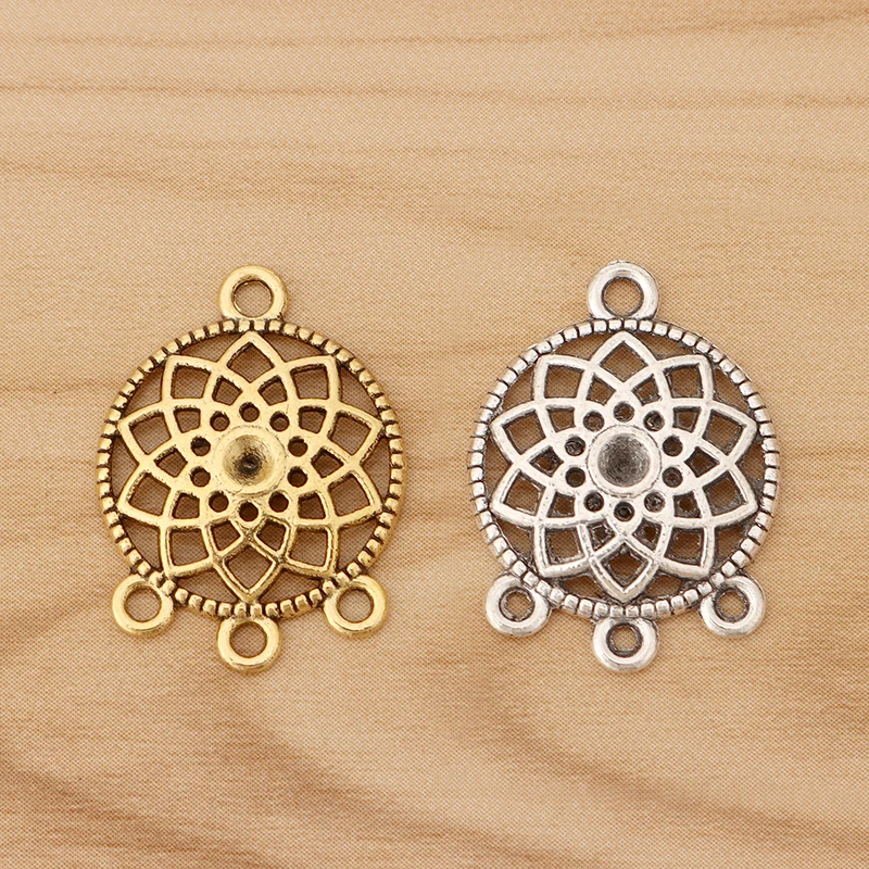 

20 Pieces Tibetan Silver/Gold Dream Catcher Connector Bulk Charms Pendants Boho Bohemia for DIY Earring Jewellery Making 24x18mm