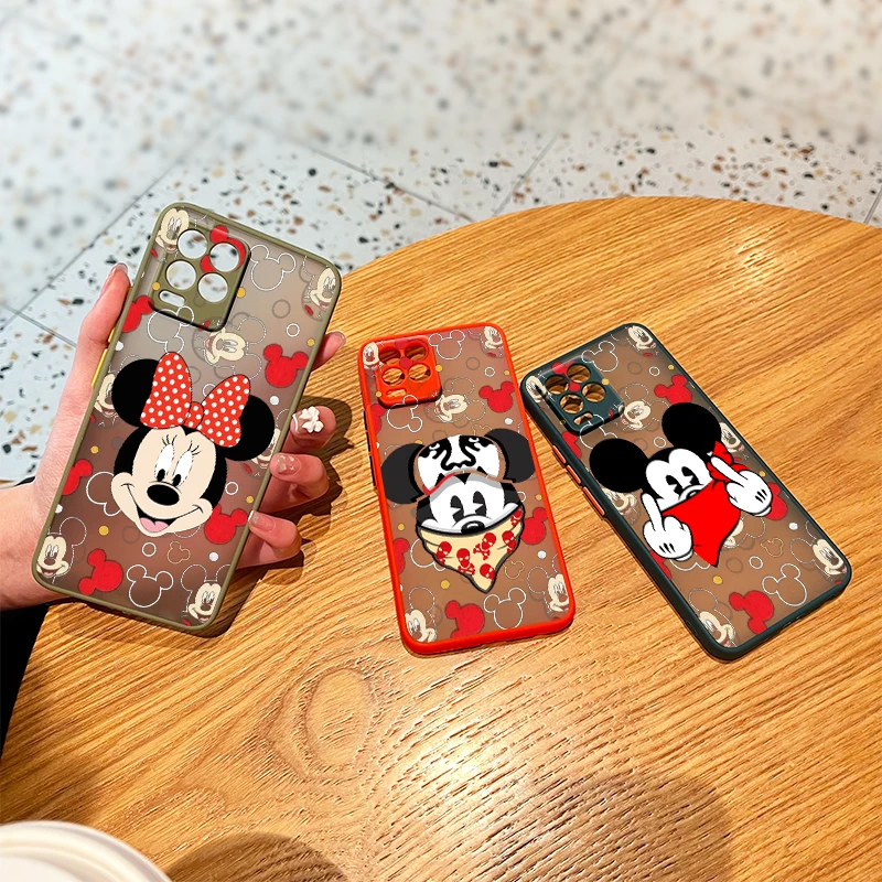 

Cartoon Minnie Mickey For OPPO Reno7 6 Z 5 Find X2 Pro Plus A94 A74 A72 A53 A54 A93 A9 2020 Frosted Translucent Phone Case