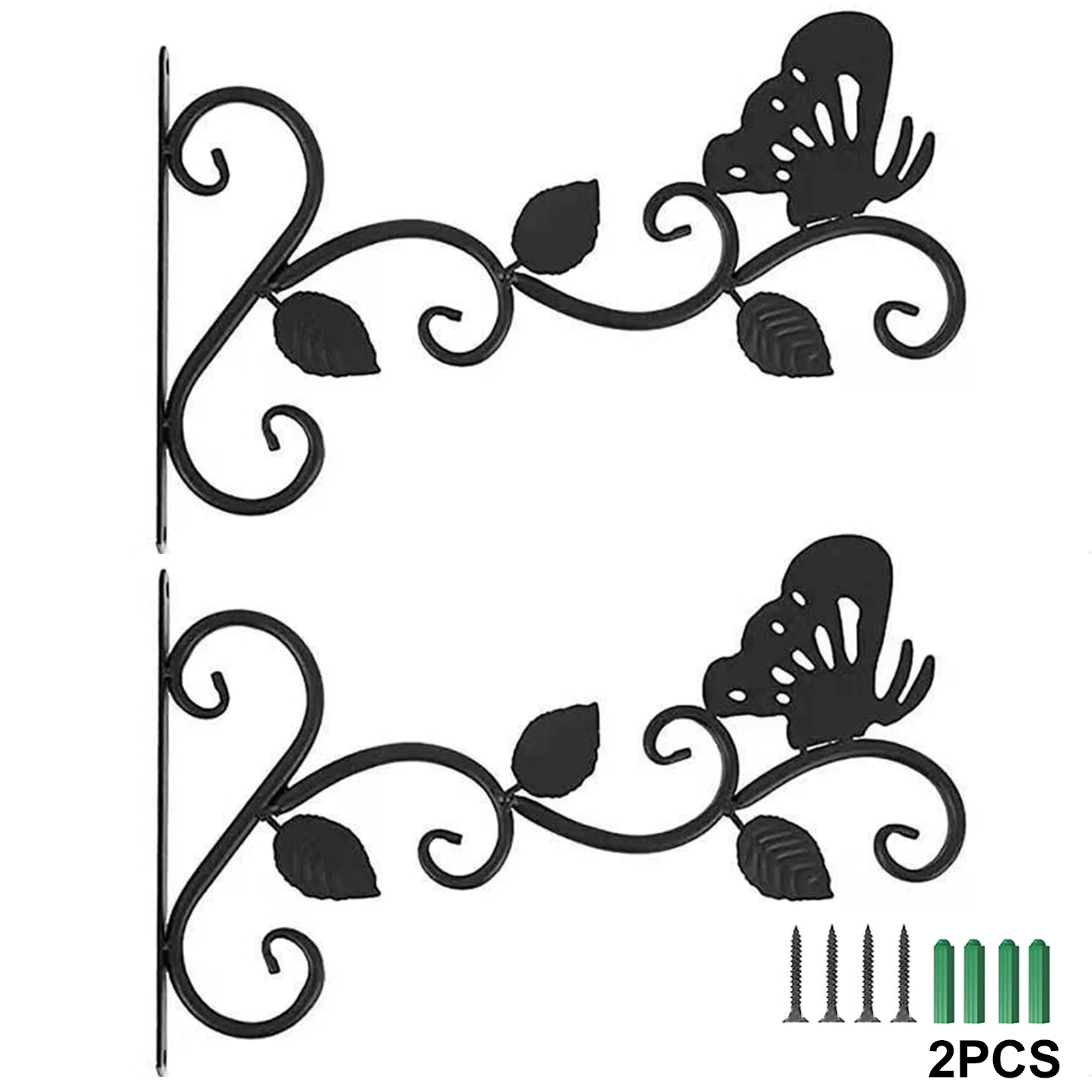 

2pcs For Flower Basket Planter Hook With Screws Heavy Duty Bird Feeder Hanging Plant Bracket Garden Wall Mounted Home Decor