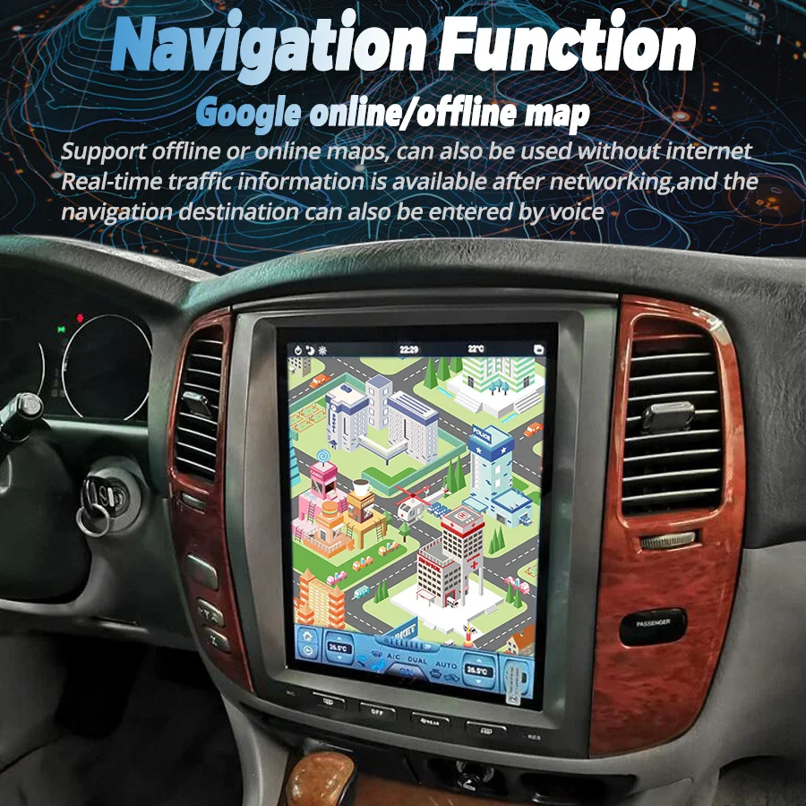 Автомагнитола Tesla Screen Android Radio с GPS, Carplay, мультимедиа-видеоплеером на 128 ГБ для Toyota Land Cruiser 100 2003 и Lexus LX470.