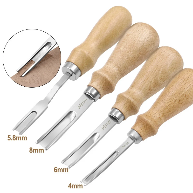 

4/6/8 мм набор инструментов для обрезки кромок кожевенного ремесла с широким лезвием для лопаток и барабанной обработкой с деревянной ручкой ...