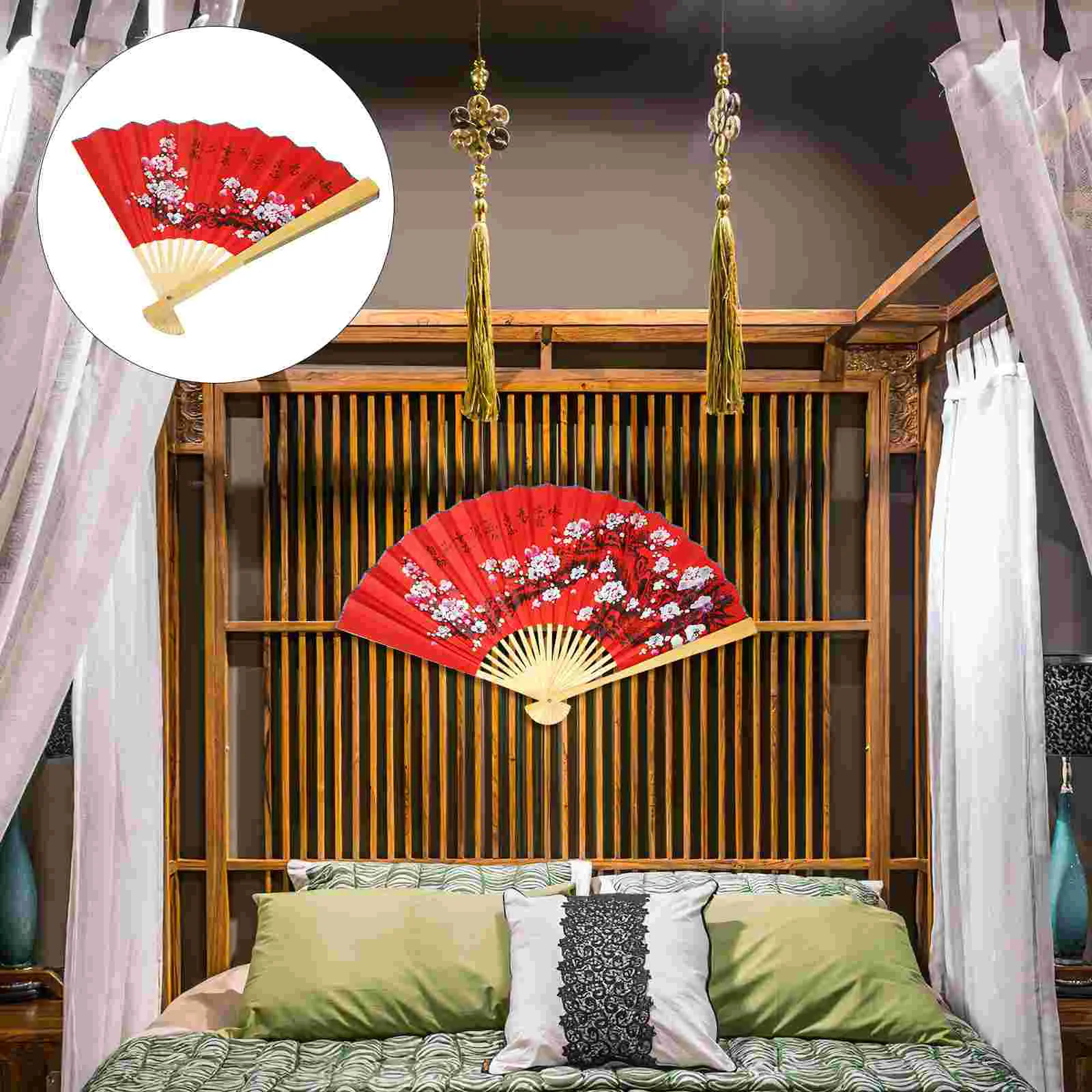 

Photo Fan Wall Hanging Foldable Headboard Decoration Collapsible Fans Weddings Craft Props Chinese Pendant