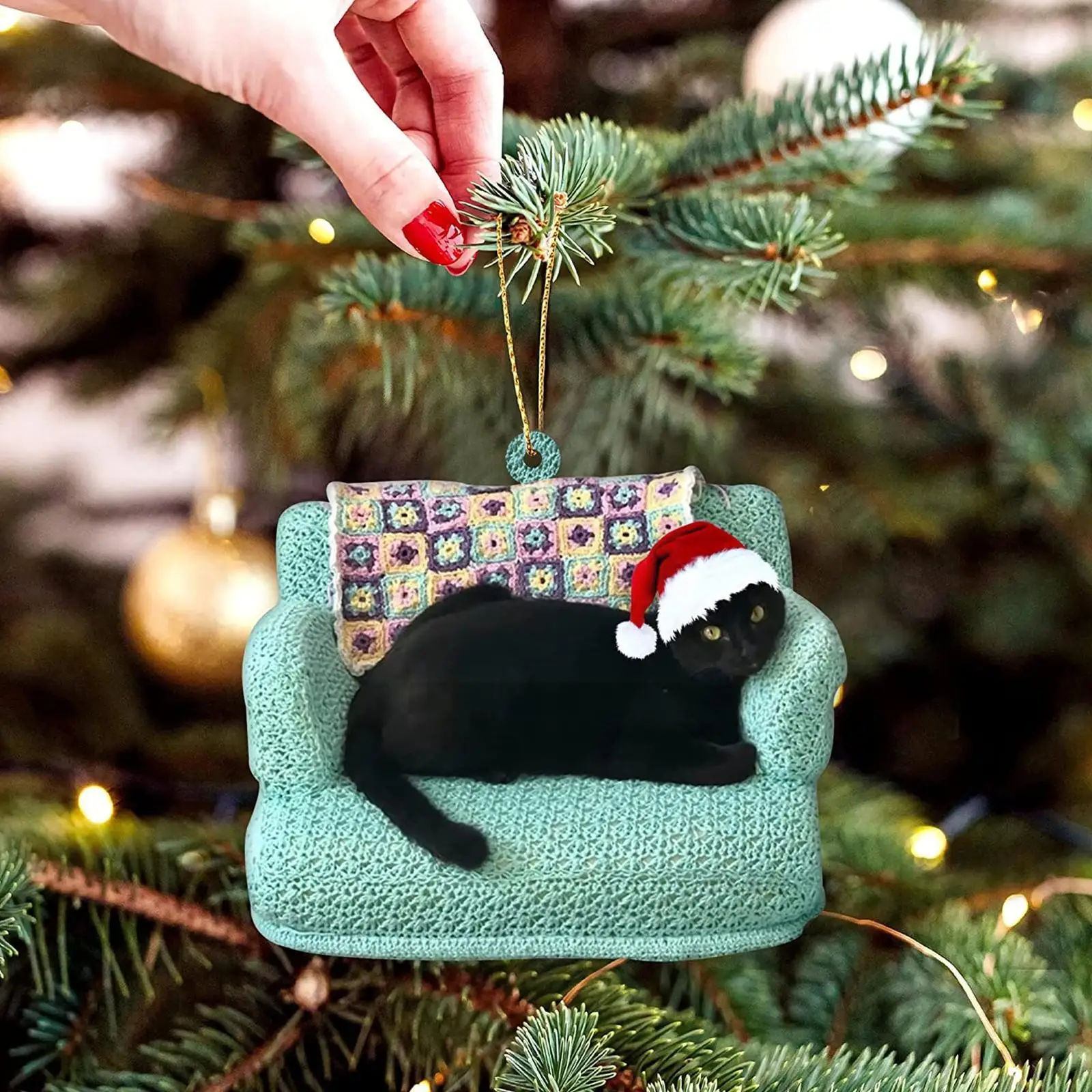 

Xmas Black Cat Pendant Christmas Party Decoration Cat Ornaments Gift Christmas Tree Hanging Christmas Decoration Ornament J3T8