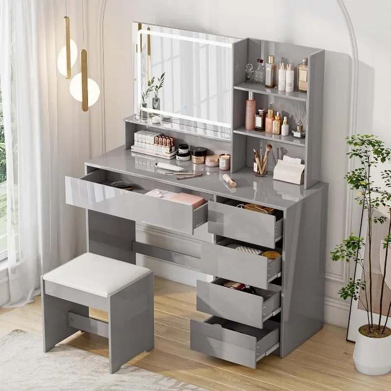 Туалетный столик высокого глянца 45 дюймов с большим зеркалом подсветкой