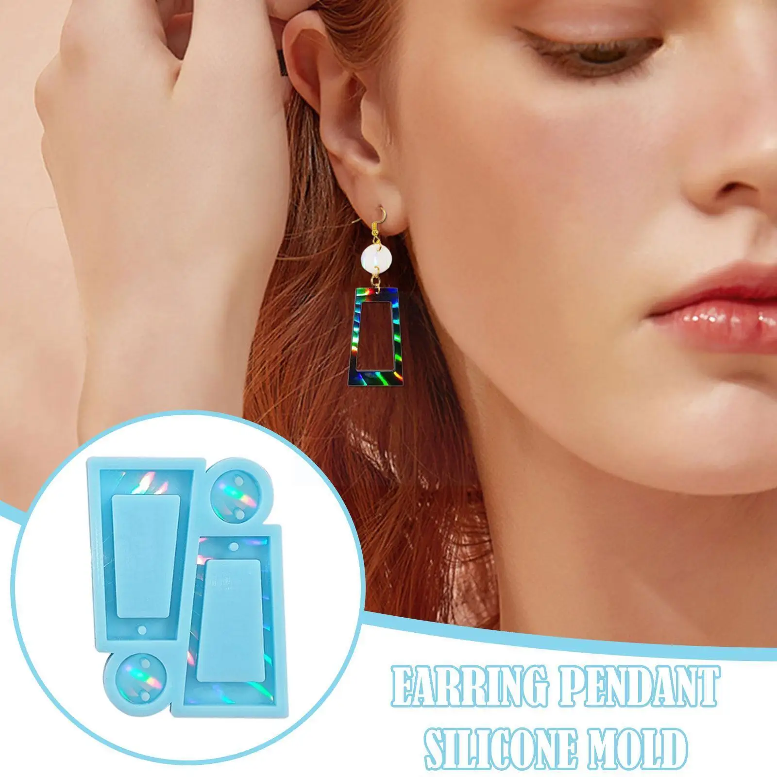 

Diy Rainbow Light Effect Holographic Earring Pendant Diy Gloss Jewelry Mold Mold Silicone Resin Craft Glue Epoxy Making Cry N8e4