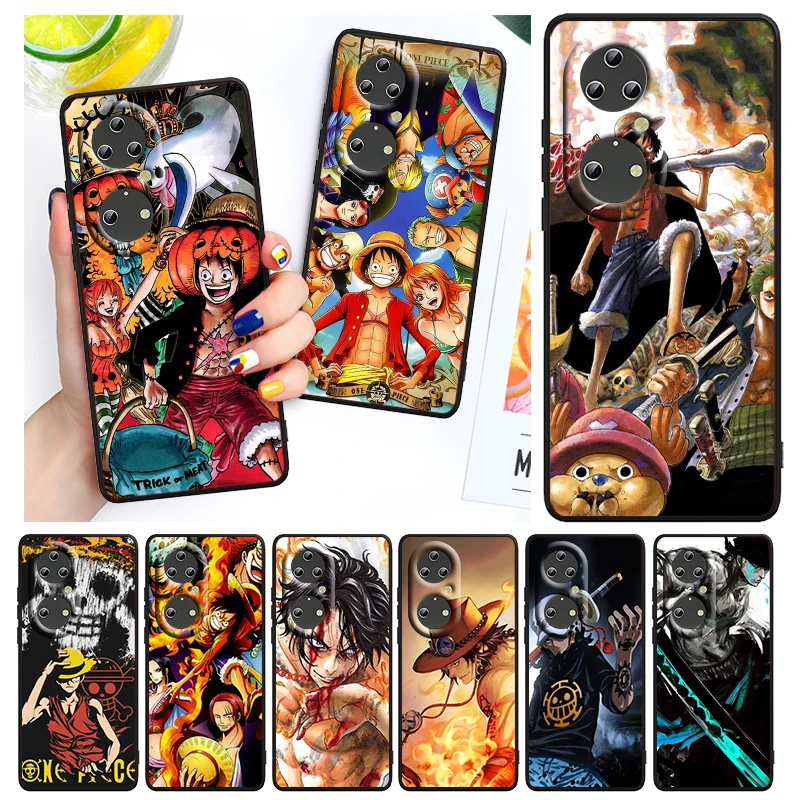

Hot Anime One Piece Luffy For Huawei P50 P40 P30 P20 Pro Plus P10 P9 P8 Lite 2019 2017 RU E Mini Black Funda Capa Phone Case