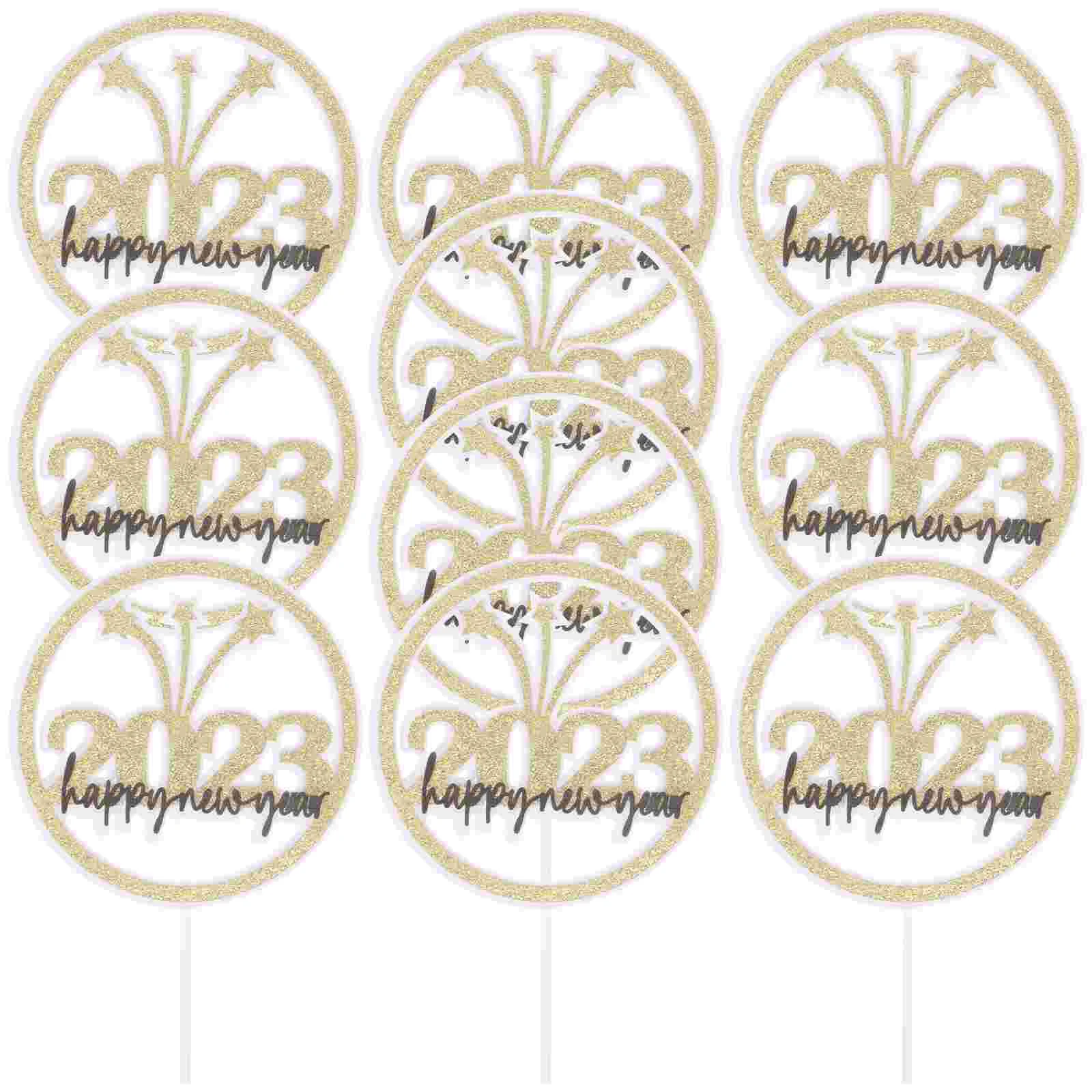 

50 pcs New Year Festival Theme 2023 Paper Topper Cake Picks Party Cake Decoration