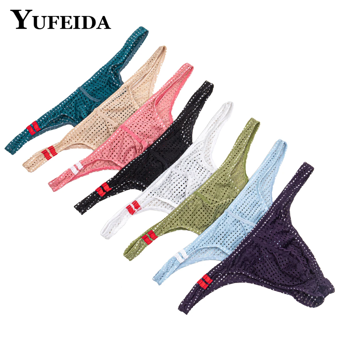

YUFEIDA 1/4/8pcs Men's Breathable Bikini Thongs G Strings Transparent Convex Pouch Panties Male Tangas Underwear Mesh Lingeries