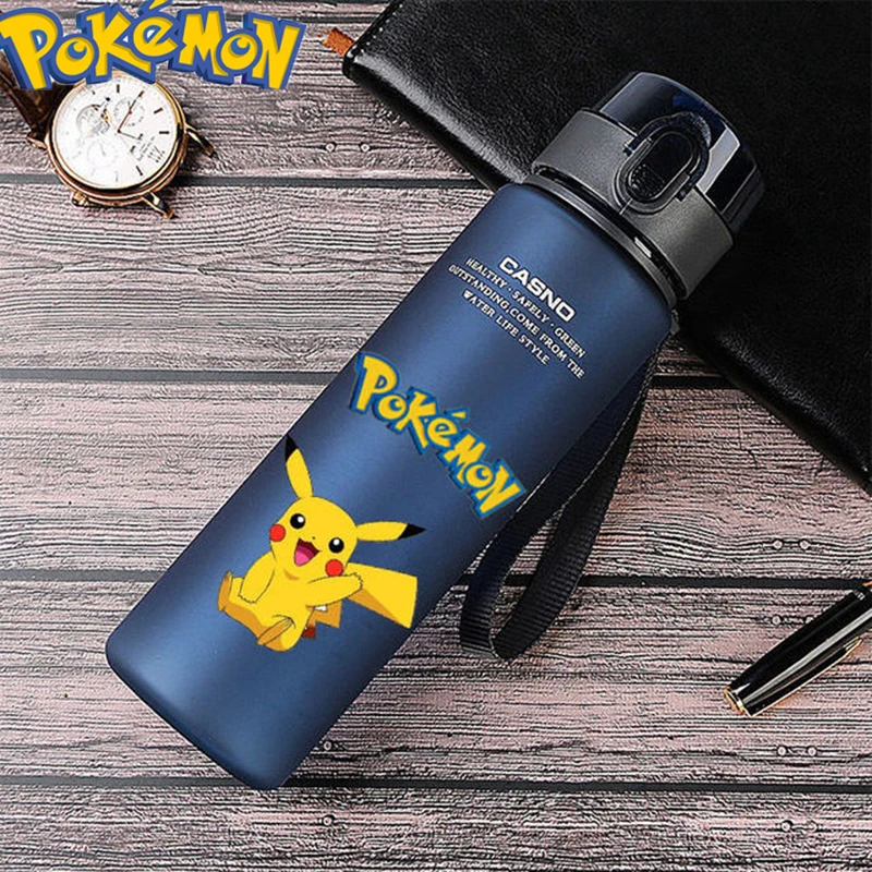 Спортивная бутылка для воды Pokemon Pikachu, модель 560, милая уличная бутылка для воды для взрослых с соломинкой, пластиковая портативная детская чашка, подарки