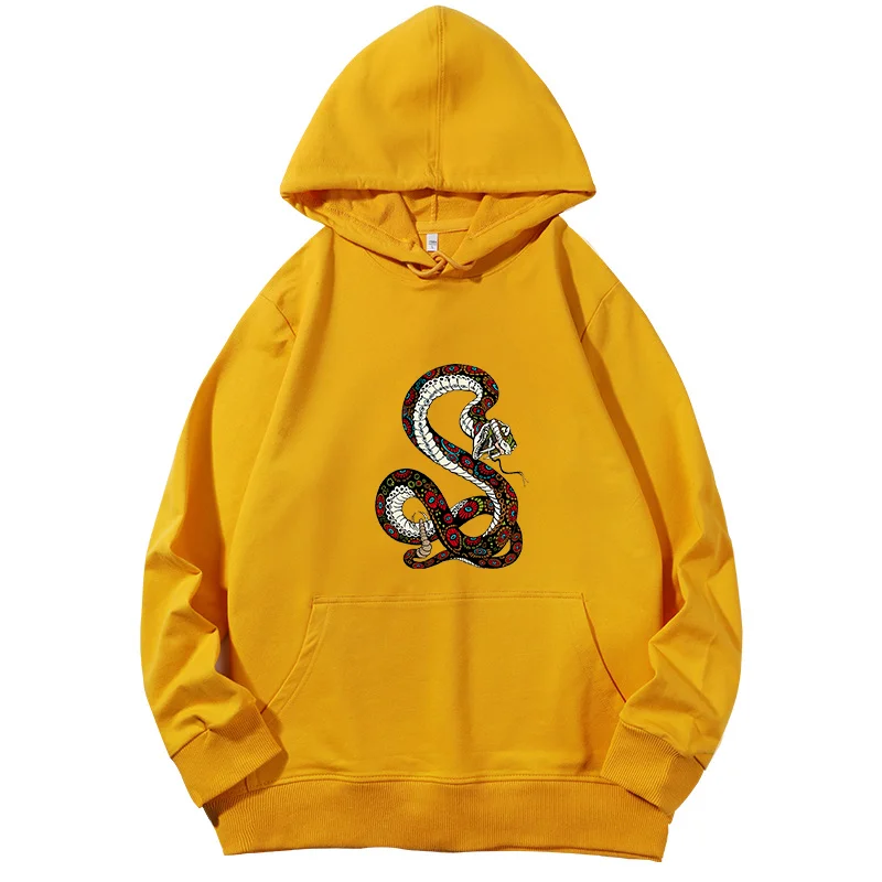 Rattle Snake Unisex Harajuku graphic Hooded sweatshirts cotton essentials hoodie Spring Autumn streetwear Men's sportswear