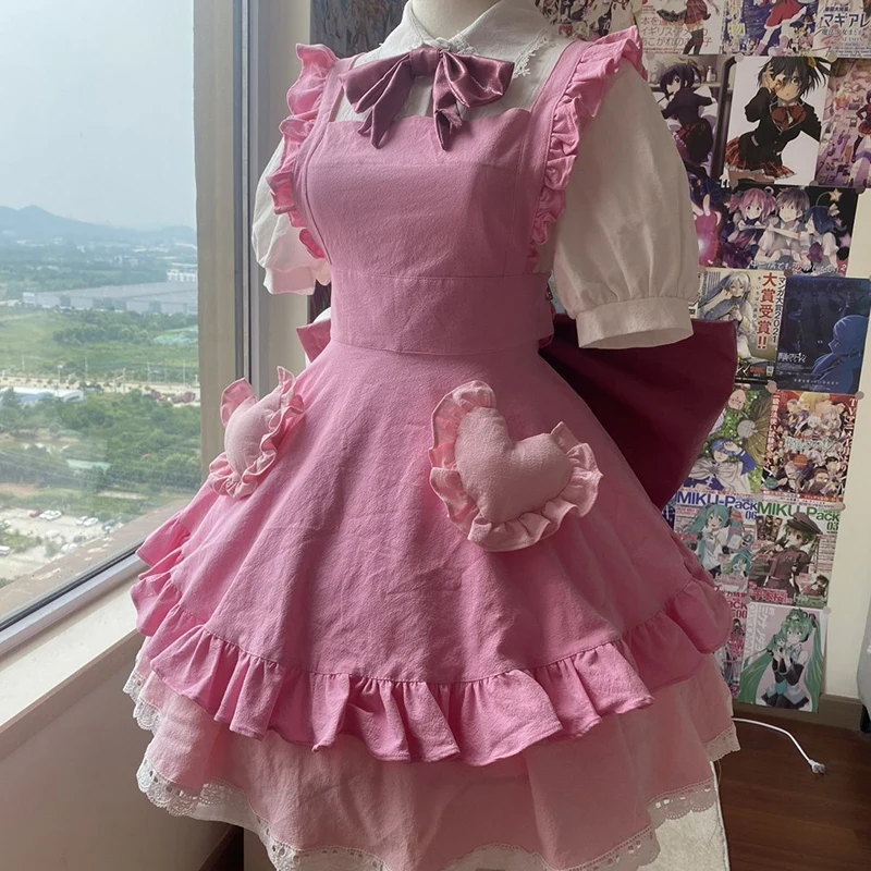 Канеме Мадока Косплей Аниме Puella Magi Madoka Magica Костюм Горничной Наряд Платье