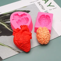 brain heart silicone molds polymer clay plaster mould for resin casting craft chocolate fondant gumpaste cake decorating tool