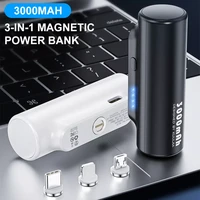 3000mah 3 in 1 mini magnetic wireless power bank fast charging portable mobile phone emergency charger for most phones