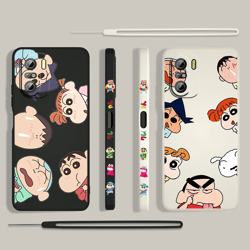 

Anime Crayon Shin-chan For Xiaomi Redmi K50 Gaming 10X 9 9A 9T 9AT 8 8A 7 6A 5A 4X Pro 5G Liquid Left Rope Phone Case Capa Cover