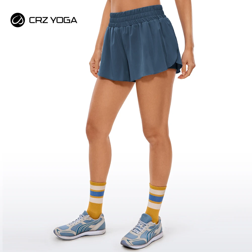 

CRZ YOGA 2 in 1 Flowy Running Shorts for Women High Waisted Quick Dry Athletic Gym Lounge Workout Shorts Cute Tennis Skirts