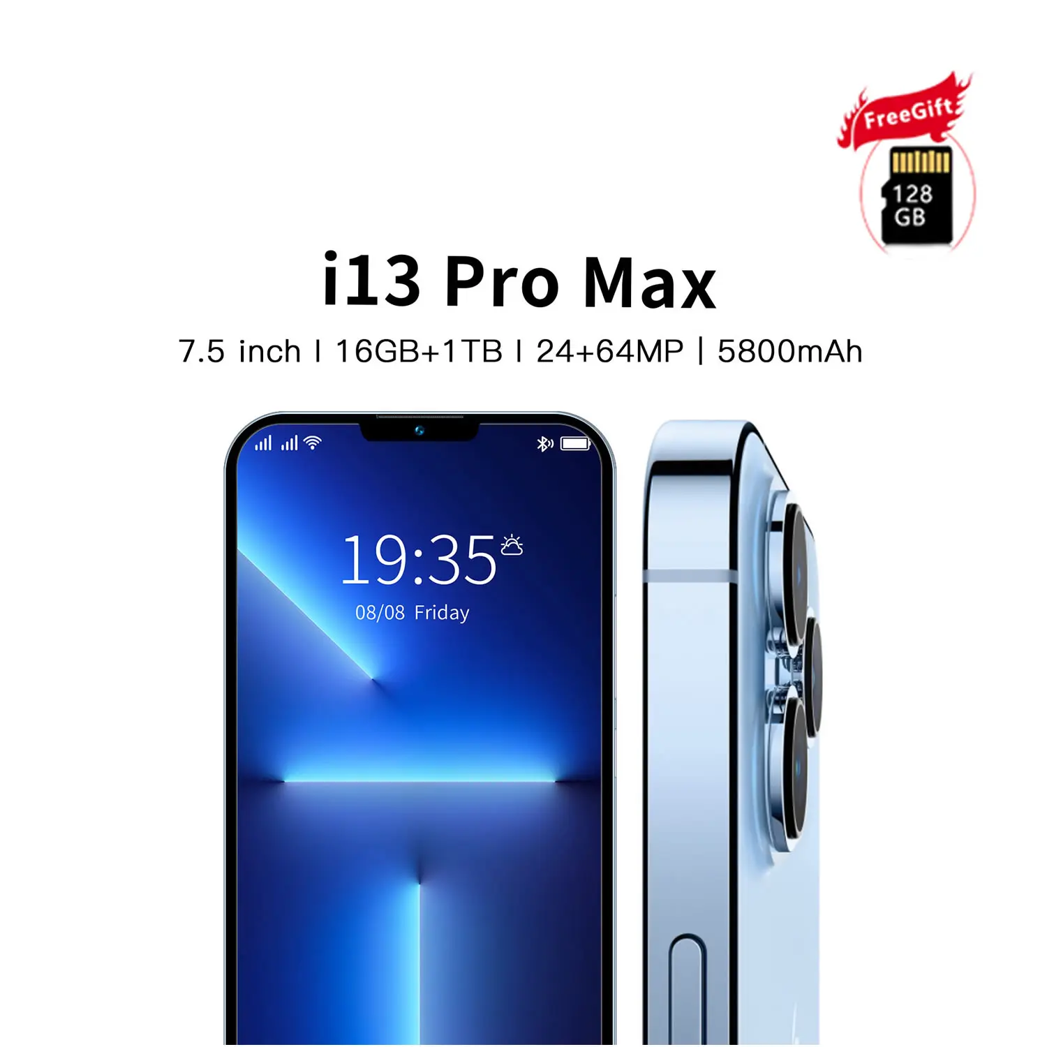 Смартфон I13 Pro Max 16 ГБ + ТБ 7 5 дюйма 10 ядер 5000 мАч |