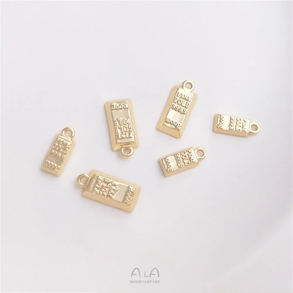 

Copper wrapped 14K real gold bail small gold brick pendant riot gold bar nugget handmade jewelry diy bracelet necklace pendant