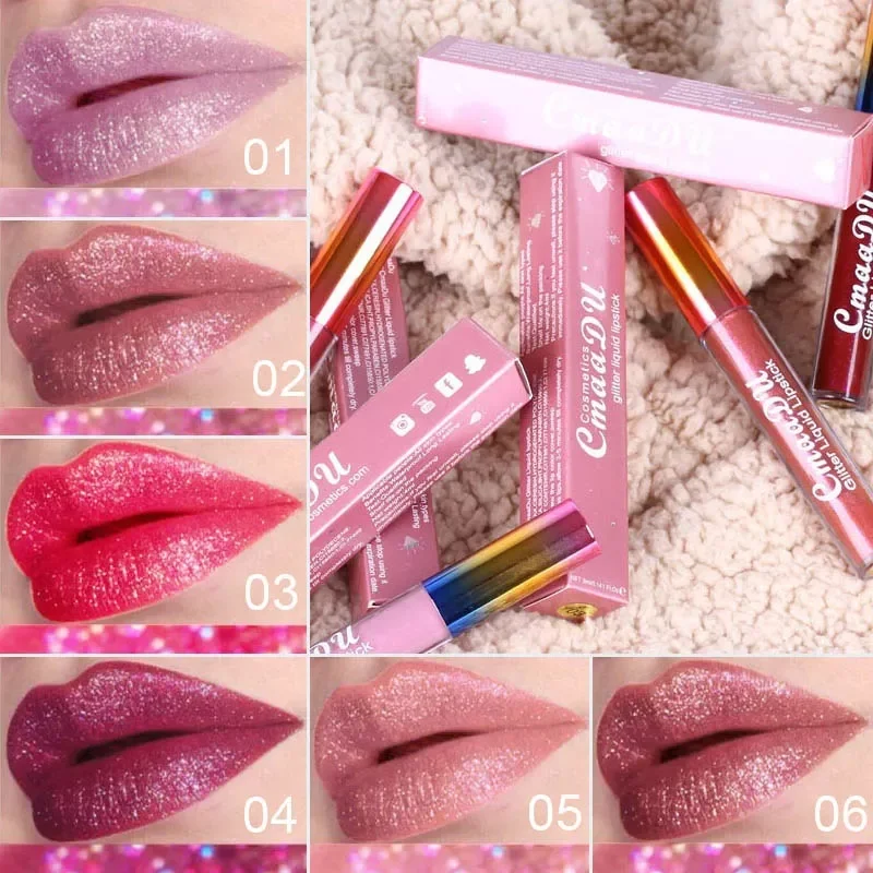 

NEW IN colors lip gloss long-lasting shiny gloss matte liquid lipstick waterproof metallic makeup blue purple pink lipstick
