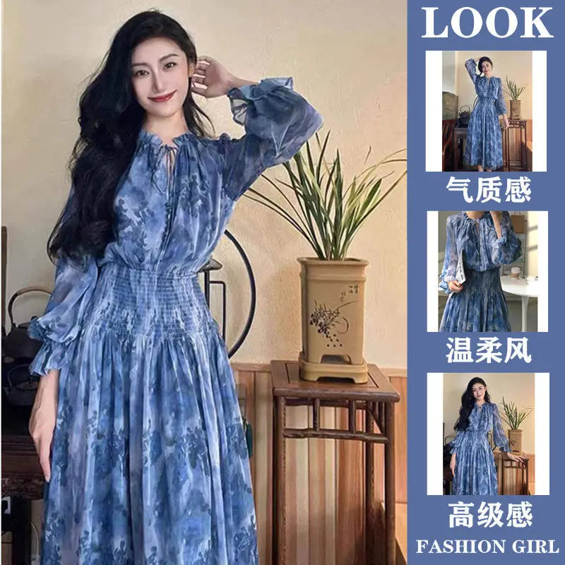 

Женское винтажное платье с цветочным принтом, Элегантное повседневное платье в стиле ретро для вечевечерние НКИ или клуба, новинка весны-ос...