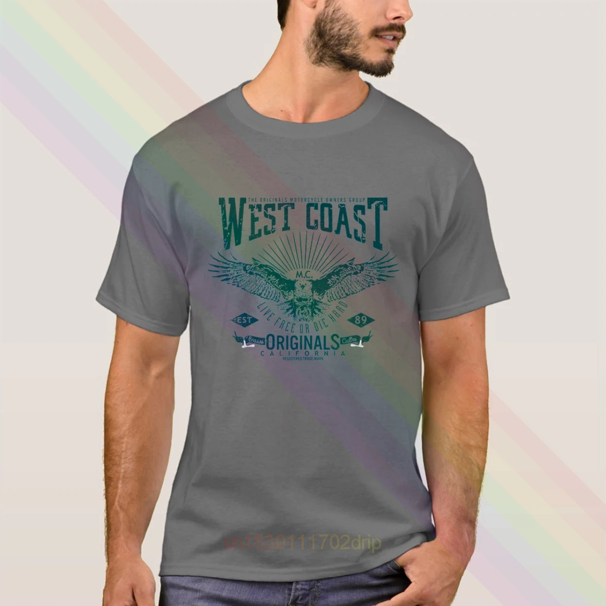 Футболка с изображением мотоцикла и орла West Coast Новинка лета 2020 Мужская