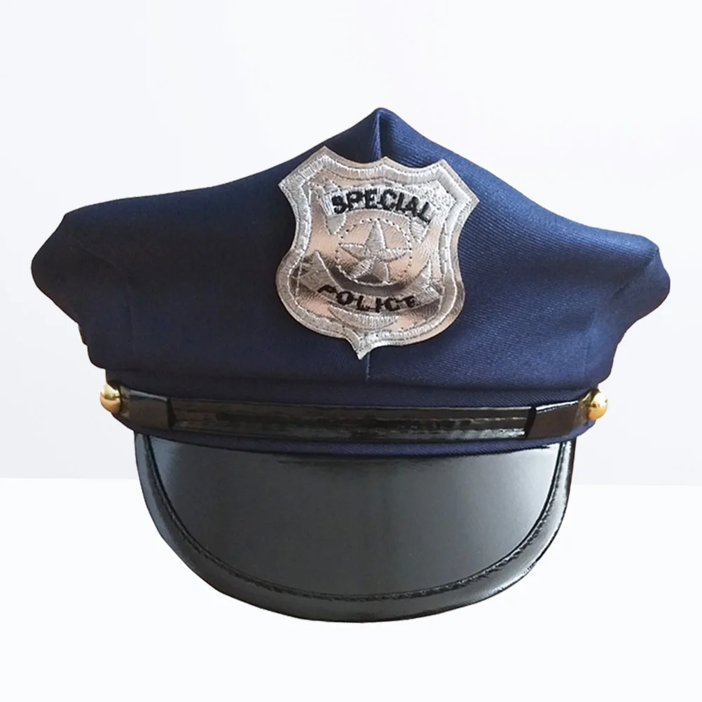 

Cosplay Police Cotton Cop Officer Hat Party Costumes Stage Performance Hat Badge Caps Head Decorative Accessary for Teenager