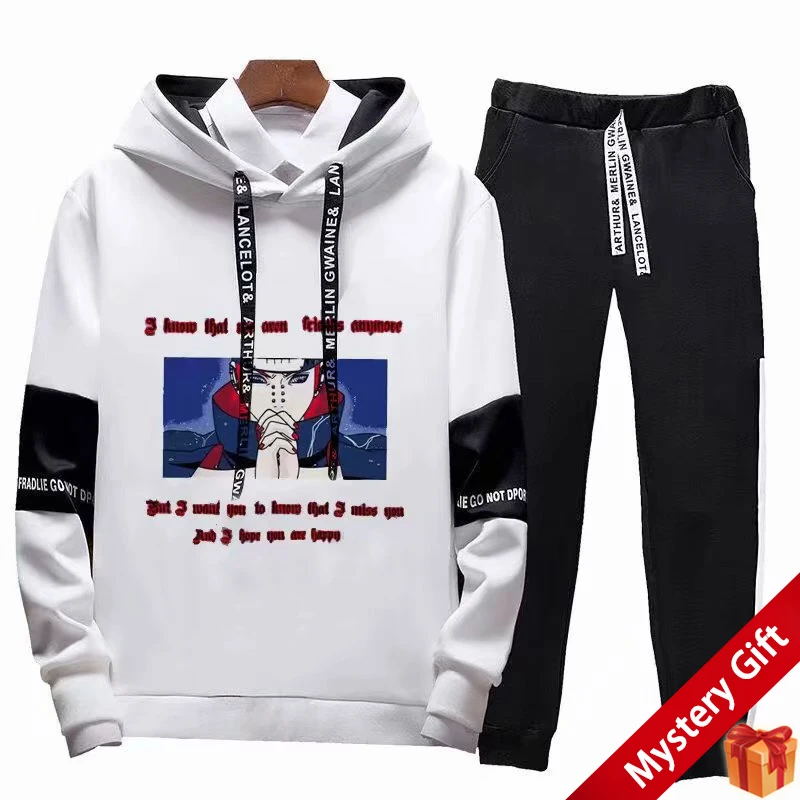 

Men's Letter Anime Pain Print Hoodies and Sweatpants Set Autumn Casual Sweatsuit Sports Tracksuit Jogging Suit designer Clothes