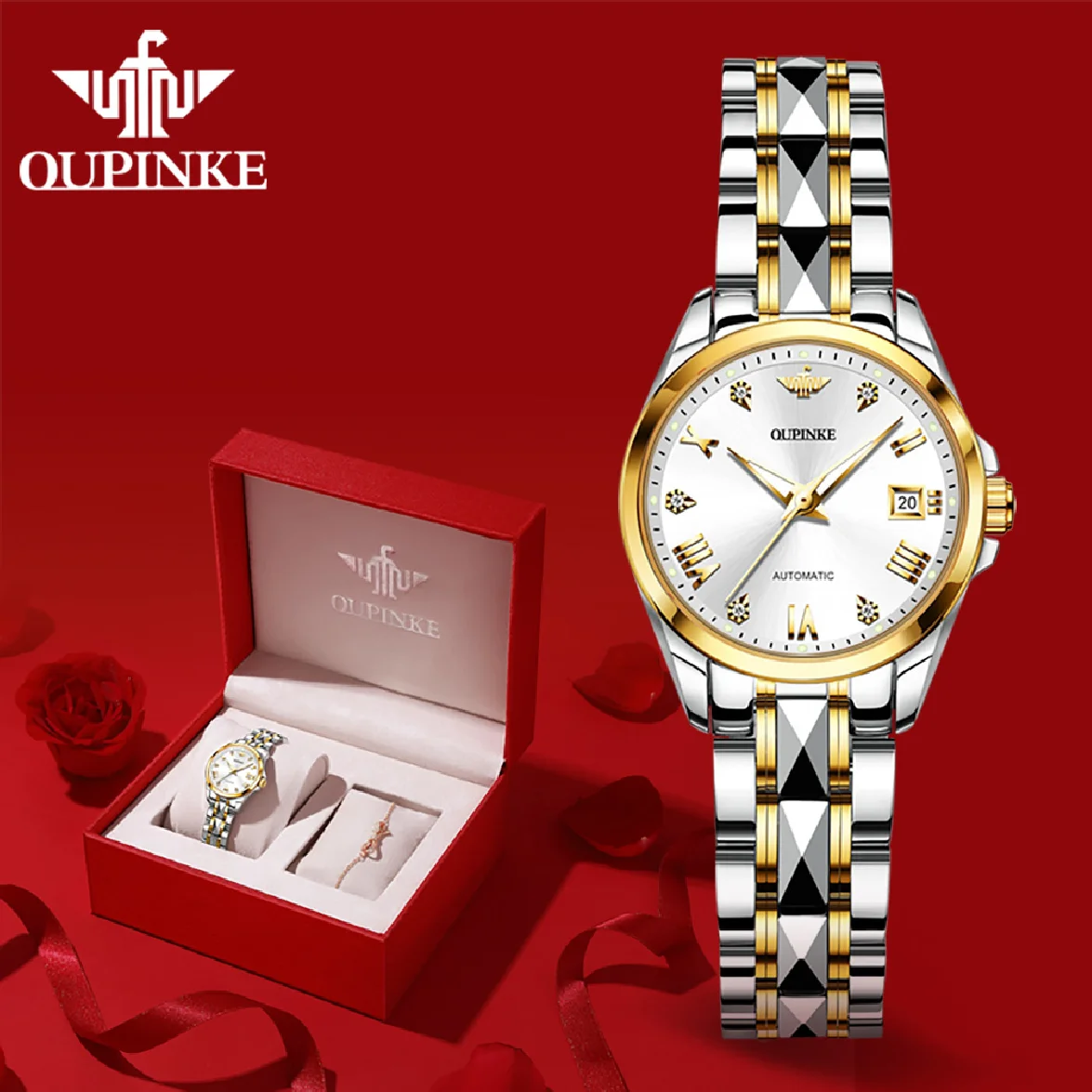 

OUPINKE Luxury Brand Women's Watches Automatic Mechanical Sapphire Dress Wrist Watch Bracelets Ladies Gift Female ��ѧ�� �ا֧ߧ�ܧڧ�