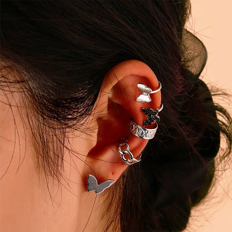 

Butterfly Ear Clip Earrings Popular Set U-Shaped Ear Clip Jewelry Alloy Material Earrings Earrings Jewelry