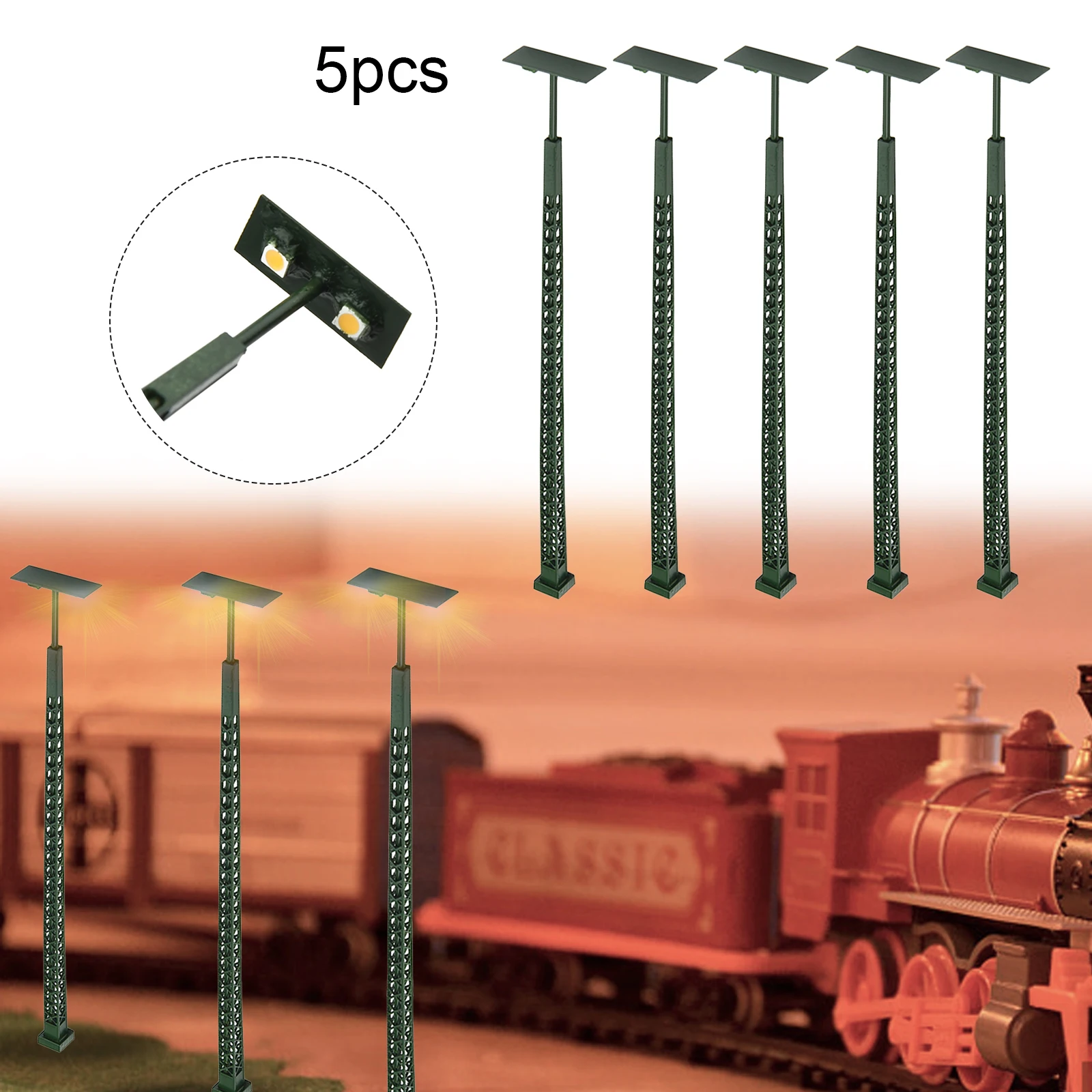

5Pc Model Railway Lights Lattice Mast Light Gauge H0 Light Layout Model Street Light Sand Table Model Building Layout Supplies