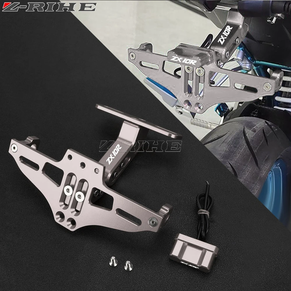 Фото Мотоцикл для Kawasaki ZX10R ZX 10 R 2005 2006-2023, держатель заднего номерного знака и указатели поворота, светодиодная рамка номерного знака №1