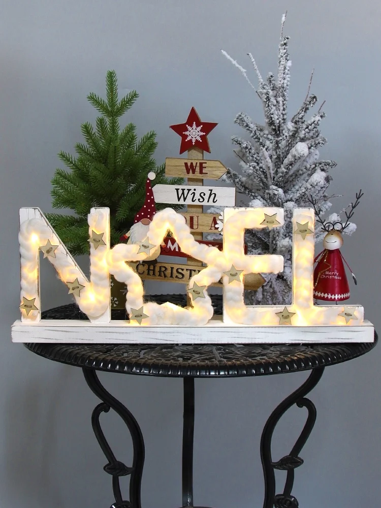 Рождественское украшение Рождественский светящийся деревянный Настольный