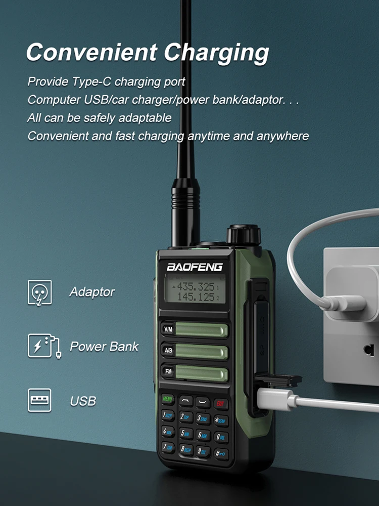 Портативная рация BaoFeng UV-16 Pro Mate True10W высокая мощность Type-C зарядное устройство
