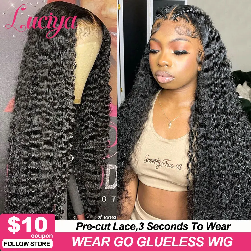 

Парик без клея 5x5 4x6, отбеленные узлы с предварительно вырезанными волосами, с глубокой волной, с застежкой на сетке 4x4, готовый к использован...